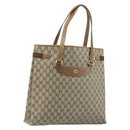 GUCCI GG Supreme Web Sherry Line Tote Bag PVC Beige Gold 39 02 091 Auth ep13740-1