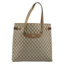 GUCCI GG Supreme Web Sherry Line Tote Bag PVC Beige Gold 39 02 091 Auth ep13740-2