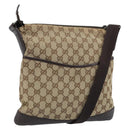 GUCCI GG Canvas Shoulder Bag Beige Silver 145857 Auth ep13742-1