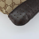 GUCCI GG Canvas Shoulder Bag Beige Silver 145857 Auth ep13742-11