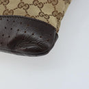 GUCCI GG Canvas Shoulder Bag Beige Silver 145857 Auth ep13742-12