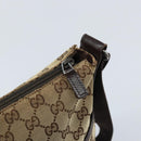 GUCCI GG Canvas Shoulder Bag Beige Silver 145857 Auth ep13742-14