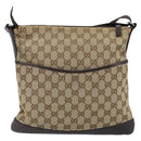GUCCI GG Canvas Shoulder Bag Beige Silver 145857 Auth ep13742-2