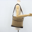 GUCCI GG Canvas Shoulder Bag Beige Silver 145857 Auth ep13742-23