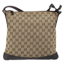 GUCCI GG Canvas Shoulder Bag Beige Silver 145857 Auth ep13742-3