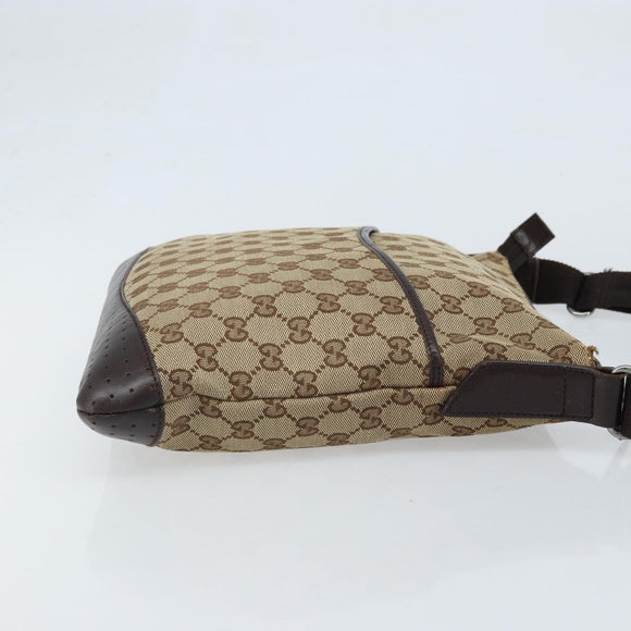 GUCCI GG Canvas Shoulder Bag Beige Silver 145857 Auth ep13742