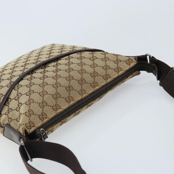 GUCCI GG Canvas Shoulder Bag Beige Silver 145857 Auth ep13742
