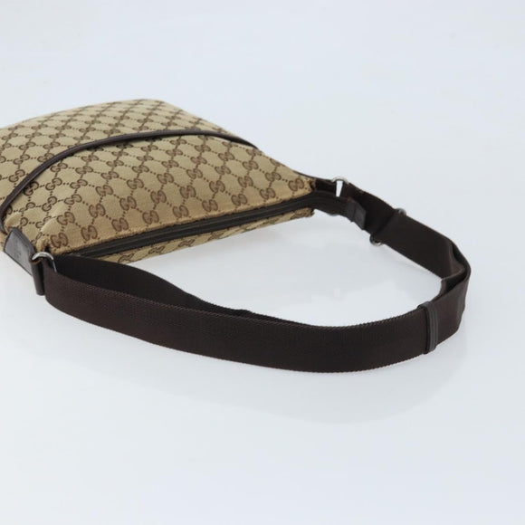 GUCCI GG Canvas Shoulder Bag Beige Silver 145857 Auth ep13742