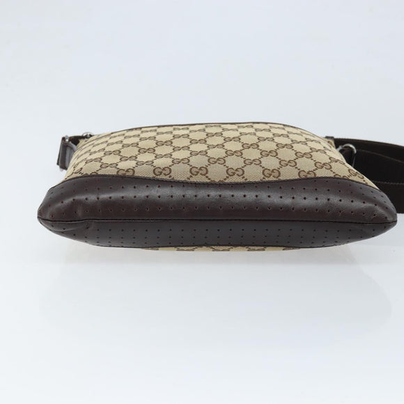 GUCCI GG Canvas Shoulder Bag Beige Silver 145857 Auth ep13742