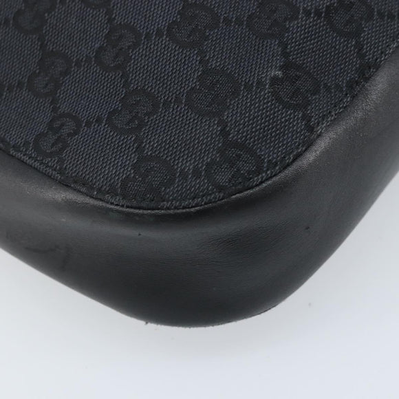 GUCCI GG Canvas Shoulder Bag Black Silver Auth ep13745