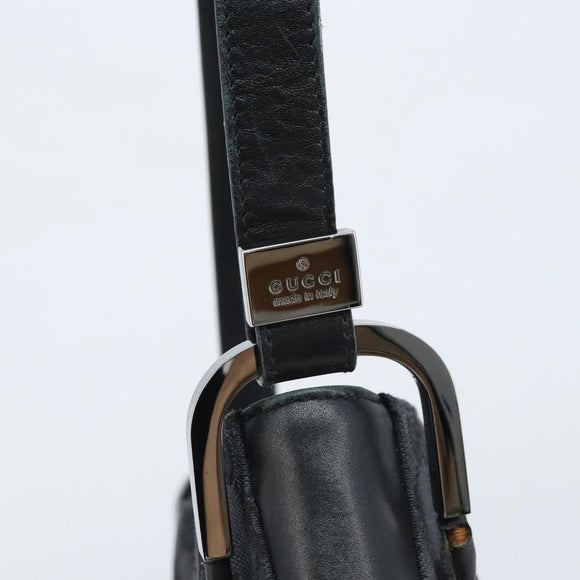 GUCCI GG Canvas Shoulder Bag Black Silver Auth ep13745