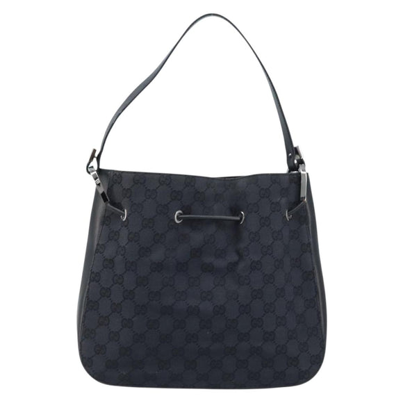 GUCCI GG Canvas Shoulder Bag Black Silver Auth ep13745