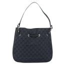 GUCCI GG Canvas Shoulder Bag Black Silver Auth ep13745-3