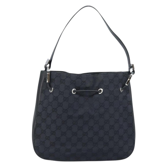 GUCCI GG Canvas Shoulder Bag Black Silver Auth ep13745