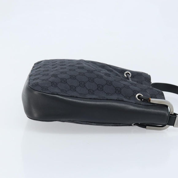 GUCCI GG Canvas Shoulder Bag Black Silver Auth ep13745