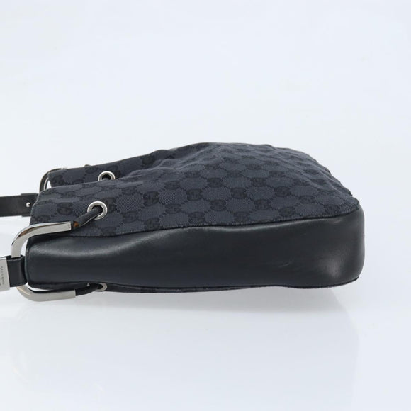 GUCCI GG Canvas Shoulder Bag Black Silver Auth ep13745