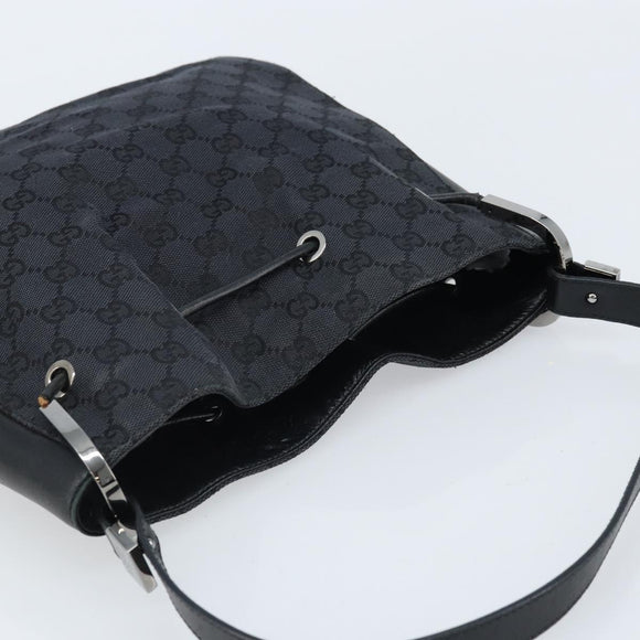 GUCCI GG Canvas Shoulder Bag Black Silver Auth ep13745