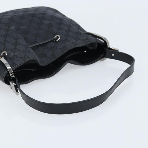 GUCCI GG Canvas Shoulder Bag Black Silver Auth ep13745