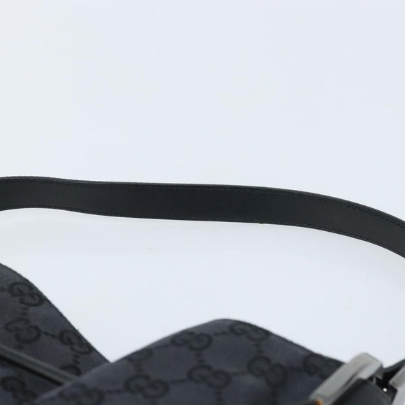 GUCCI GG Canvas Shoulder Bag Black Silver Auth ep13745