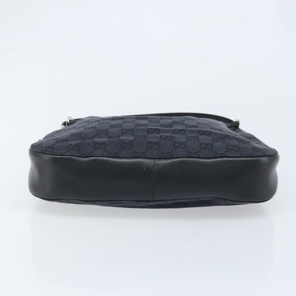 GUCCI GG Canvas Shoulder Bag Black Silver Auth ep13745