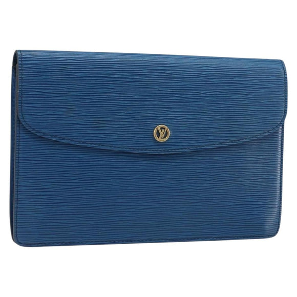 LOUIS VUITTON Epi Montaigne 23 Clutch Bag Blue M52665 LV Auth ep13746