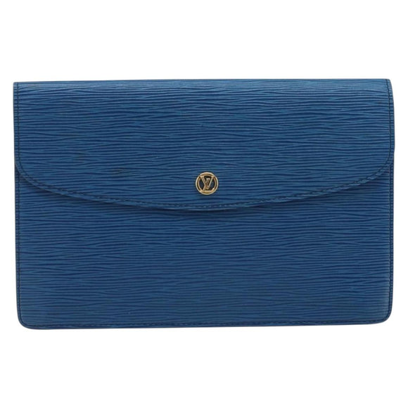 LOUIS VUITTON Epi Montaigne 23 Clutch Bag Blue M52665 LV Auth ep13746