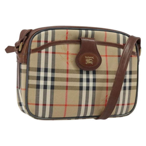 Burberrys Nova Check Shoulder Bag Canvas Beige Gold Auth ep13747