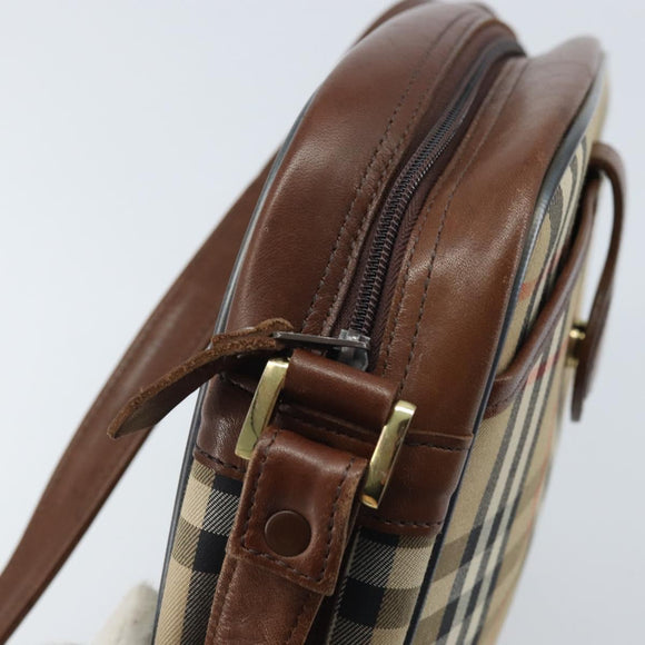 Burberrys Nova Check Shoulder Bag Canvas Beige Gold Auth ep13747