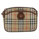 Burberrys Nova Check Shoulder Bag Canvas Beige Gold Auth ep13747-2