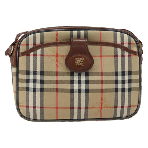 Burberrys Nova Check Shoulder Bag Canvas Beige Gold Auth ep13747