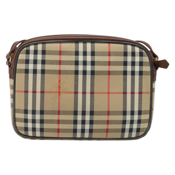 Burberrys Nova Check Shoulder Bag Canvas Beige Gold Auth ep13747