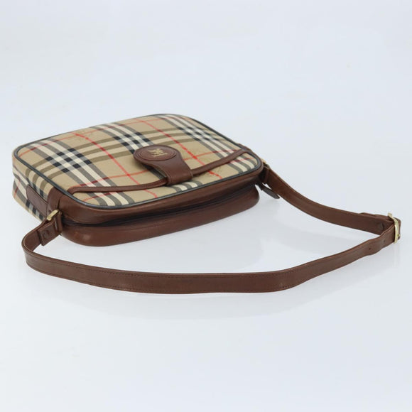 Burberrys Nova Check Shoulder Bag Canvas Beige Gold Auth ep13747