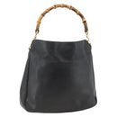 GUCCI Bamboo Hand Bag Leather Black Gold 001 123 1699 Auth ep13750-1