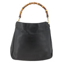 GUCCI Bamboo Hand Bag Leather Black Gold 001 123 1699 Auth ep13750-2