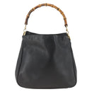 GUCCI Bamboo Hand Bag Leather Black Gold 001 123 1699 Auth ep13750-3
