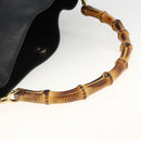 GUCCI Bamboo Hand Bag Leather Black Gold 001 123 1699 Auth ep13750-7