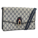 GUCCI GG Supreme Sherry Line Shoulder Bag PVC Navy Gold Auth ep13751-1