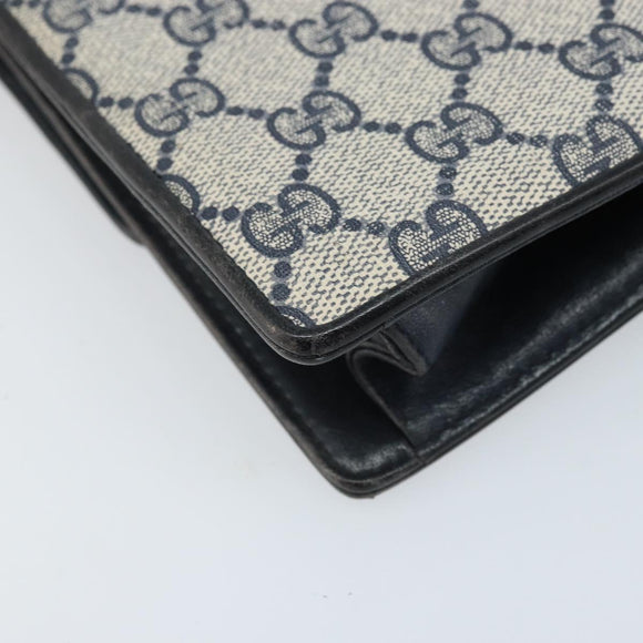 GUCCI GG Supreme Sherry Line Shoulder Bag PVC Navy Gold Auth ep13751