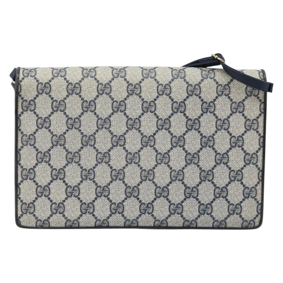 GUCCI GG Supreme Sherry Line Shoulder Bag PVC Navy Gold Auth ep13751