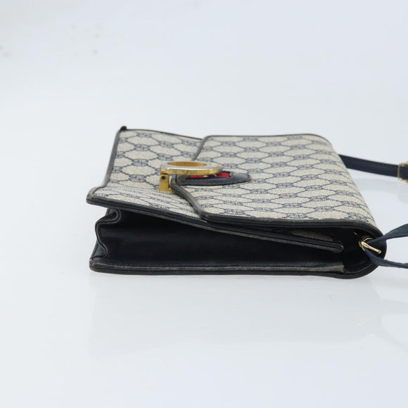 GUCCI GG Supreme Sherry Line Shoulder Bag PVC Navy Gold Auth ep13751