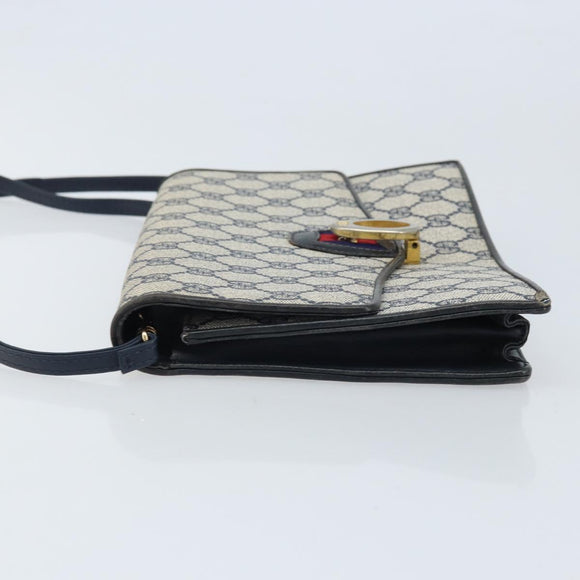 GUCCI GG Supreme Sherry Line Shoulder Bag PVC Navy Gold Auth ep13751