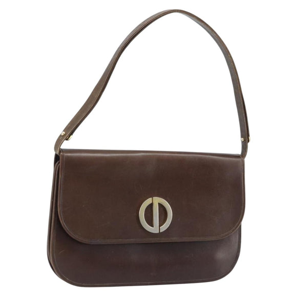 Christian Dior Schultertasche Leder Braun Gold Original ep13755