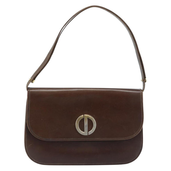 Christian Dior Schultertasche Leder Braun Gold Original ep13755