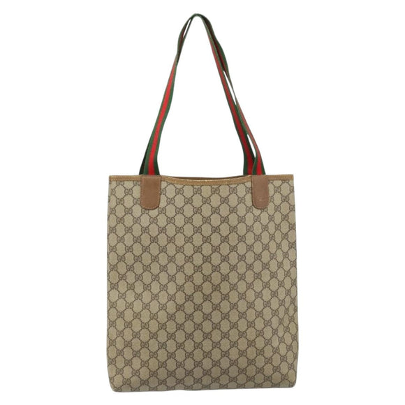 GUCCI GG Supreme Web Sherry Line Tote Bag PVC Beige 39 02 003 Auth ep13759