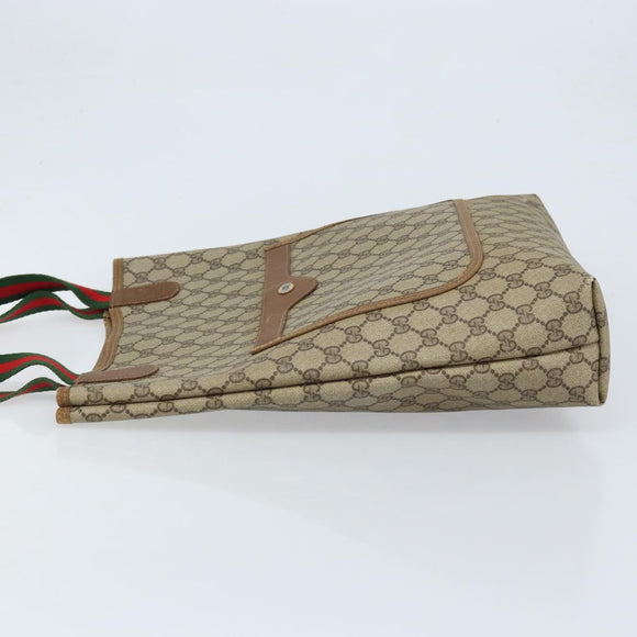 GUCCI GG Supreme Web Sherry Line Tote Bag PVC Beige 39 02 003 Auth ep13759