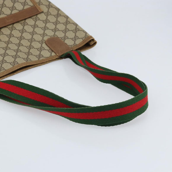 GUCCI GG Supreme Web Sherry Line Tote Bag PVC Beige 39 02 003 Auth ep13759