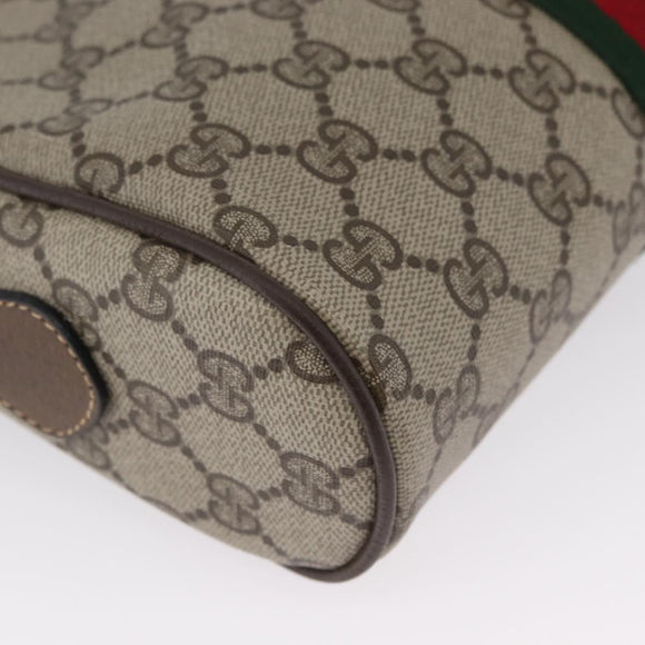 GUCCI GG Supreme Web Sherry Line Bag PVC Beige Gold 904 02 004 Auth ep13762