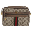 GUCCI GG Supreme Web Sherry Line Bag PVC Beige Gold 904 02 004 Auth ep13762-13