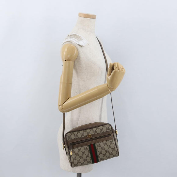 GUCCI GG Supreme Web Sherry Line Bag PVC Beige Gold 904 02 004 Auth ep13762