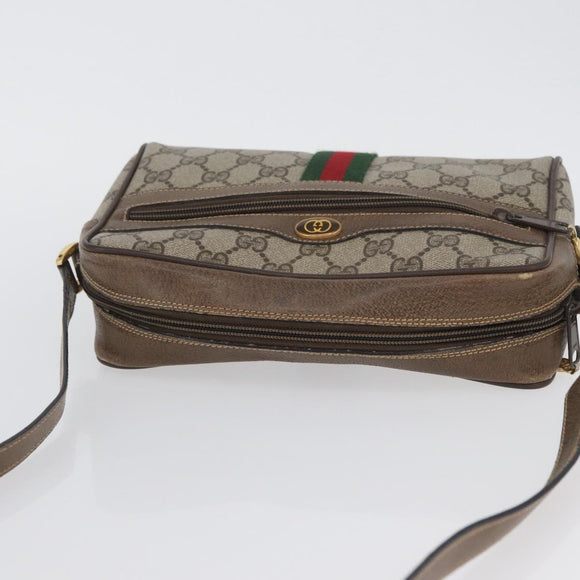 GUCCI GG Supreme Web Sherry Line Bag PVC Beige Gold 904 02 004 Auth ep13762